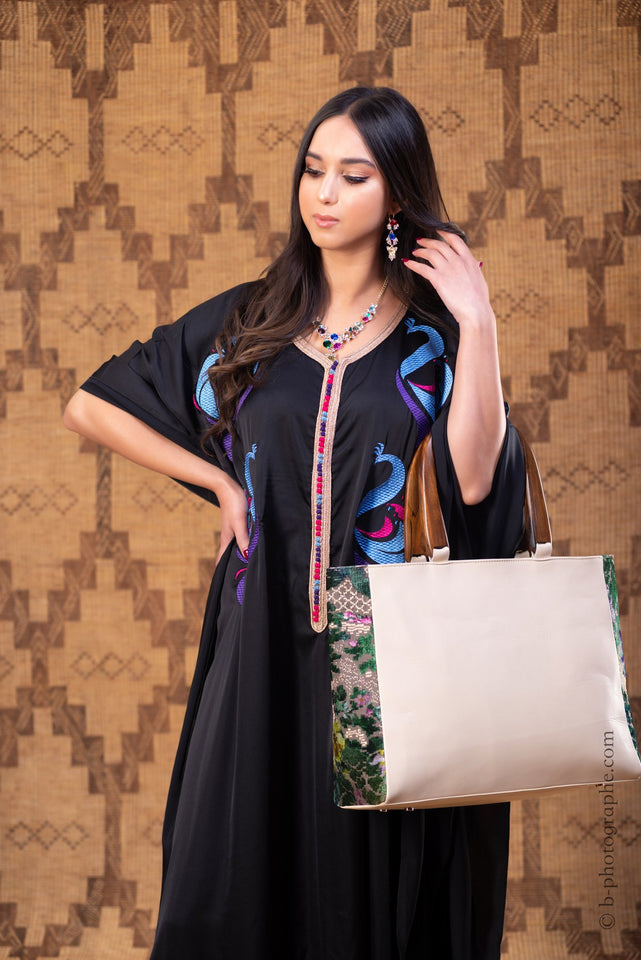 Leather Bag with Wodden Handle LB2002WH
