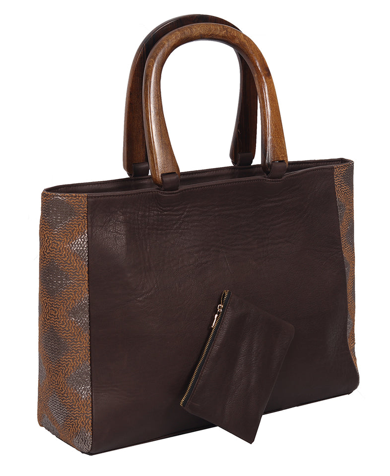 Leather Bag with Wodden Handle LB2008DM